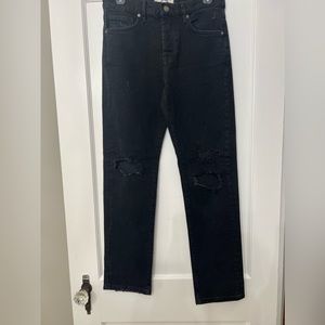 We the free black distressed straight jeans size 25